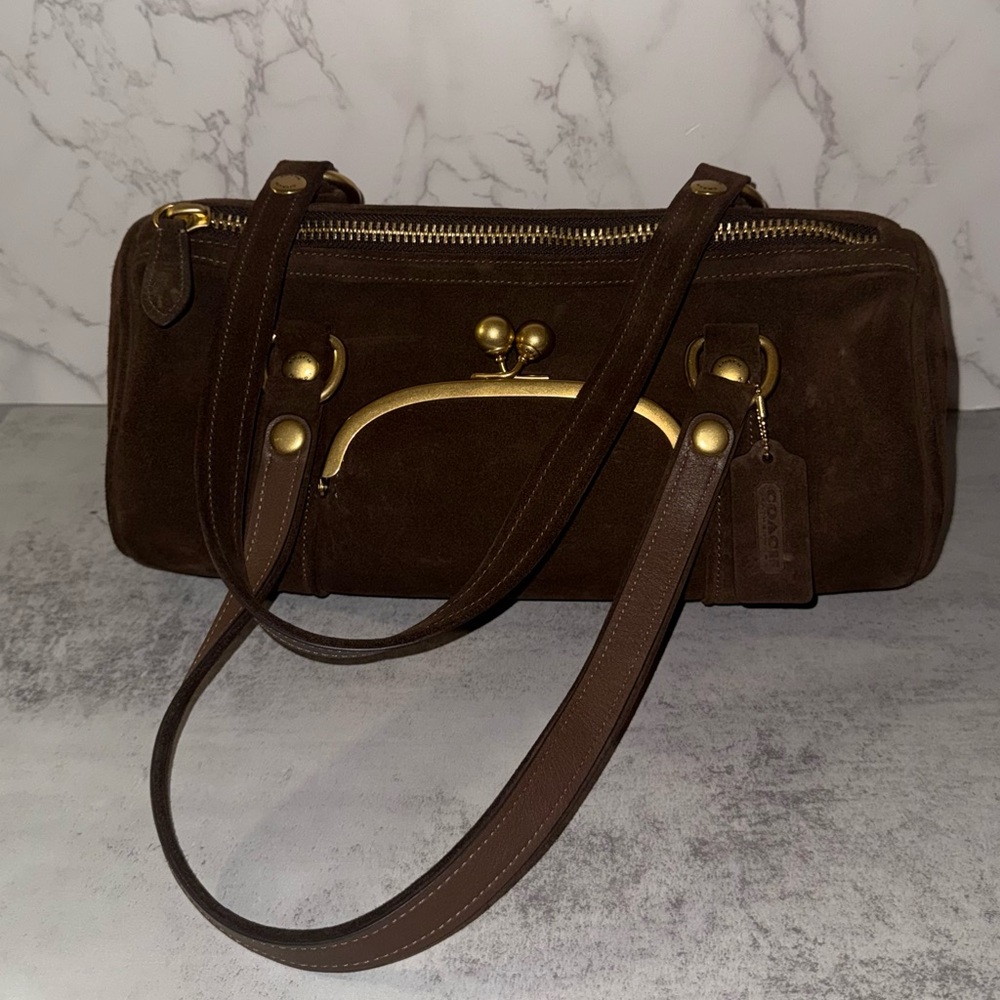 COACH Chocolate Brown Kisslock Barrel Bag CDT38 Spring 2026 Release NWT